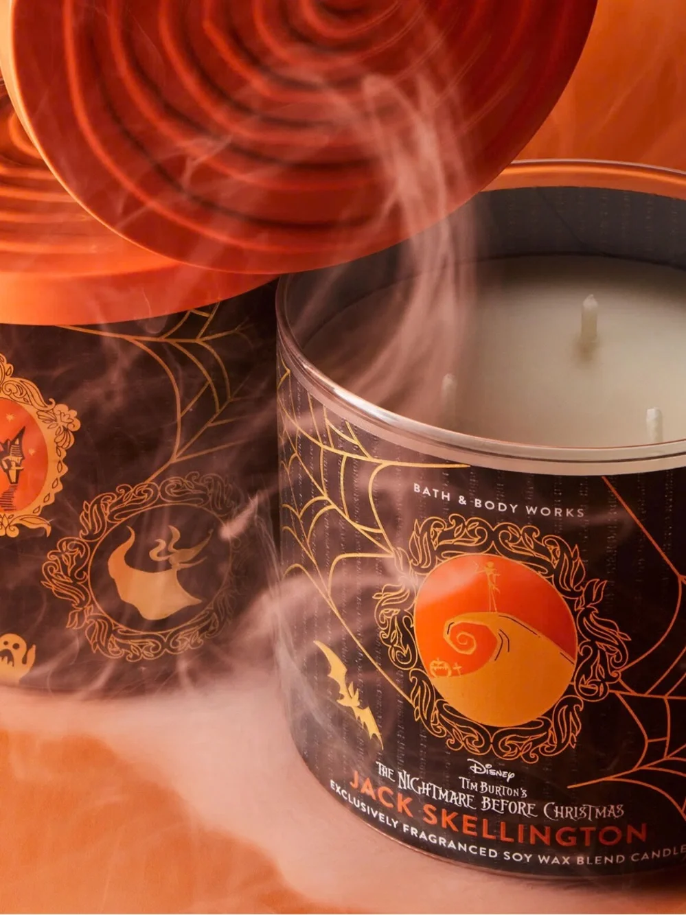 “New”Bath & Body Works Jack Skellington 3-Wick Candle-Pumpkin & Vanilla